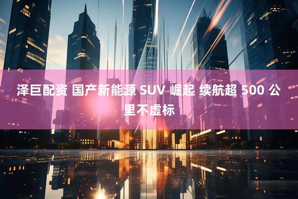 泽巨配资 国产新能源 SUV 崛起 续航超 500 公里不虚标