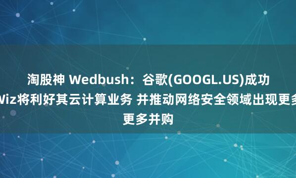 淘股神 Wedbush：谷歌(GOOGL.US)成功收购Wiz将利好其云计算业务 并推动网络安全领域出现更多并购