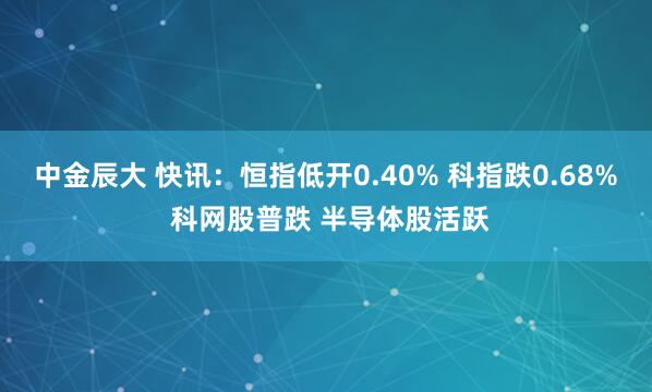 中金辰大 快讯：恒指低开0.40% 科指跌0.68% 科网股普跌 半导体股活跃