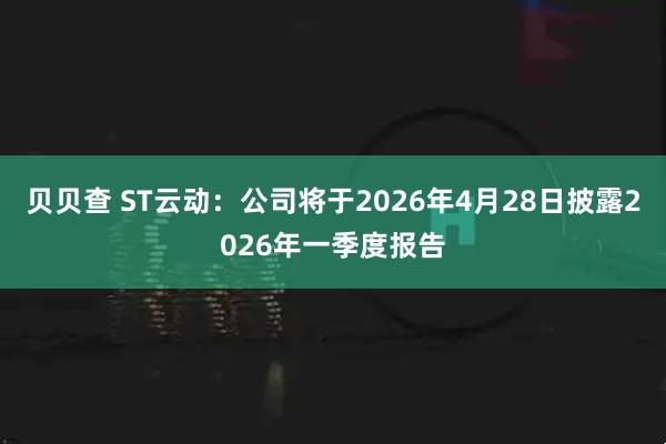 贝贝查 ST云动：公司将于2026年4月28日披露2026年一季度报告