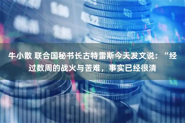 牛小散 联合国秘书长古特雷斯今天发文说：“经过数周的战火与苦难，事实已经很清