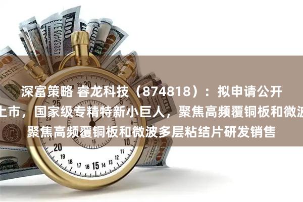 深富策略 睿龙科技（874818）：拟申请公开发行股票并在北交所上市，国家级专精特新小巨人，聚焦高频覆铜板和微波多层粘结片研发销售